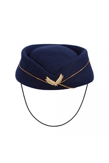 TENDYCOCO Chapeau dhôtesse en feutre rétro pour femme, noir foncé, M
