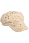 Lipodo Casquette Gavroche en Lin Flowers Femme - pour avec étiquette visière, visière Printemps-été - S 55-56 cm Beige