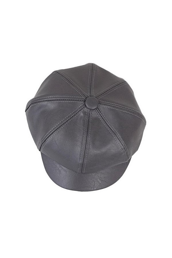 YL Femme Casquette Gavroche Souple Chapeau Octogone Style Rétro en Cuir PU Neuf Accessoire Unisexe Noir 