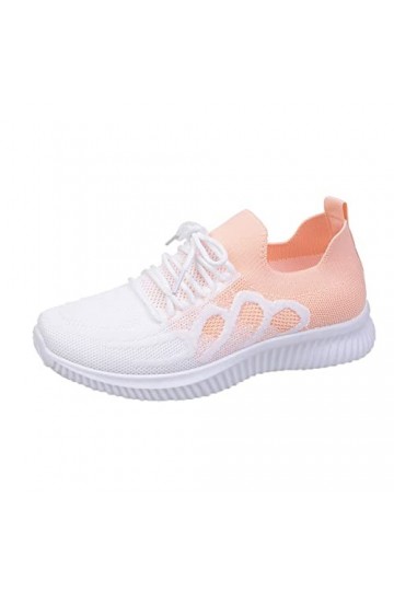 Baskets Mode Femme Mode Printemps et été Femmes Baskets Fly tissé Respirant décontracté à Lacets Pink, 40 