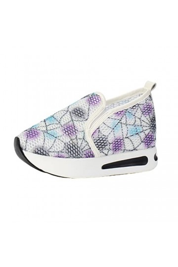 Baskets Mode Femme Sneakers Confortables Pas Cher Mode Slip-on Baskets Mode Basses Chaussures DéContractéEs Tique Casual Mesh