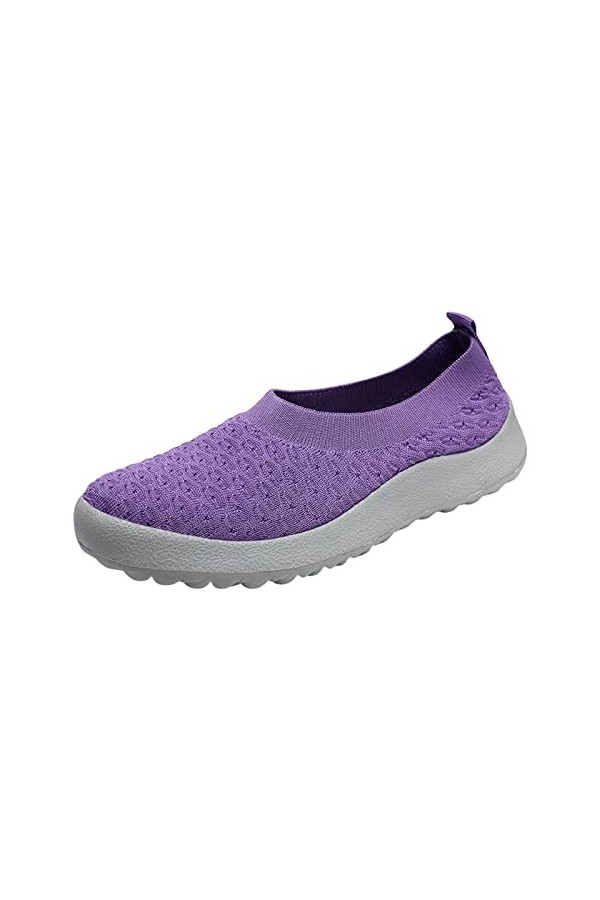 Baskets Femme Chaussure de Course Basket Mode été Femmes Chaussures de Sport Fond Plat léger sans Lacet Couleur Unie Style Mo