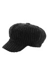 dhiver Casquettes Gavroche Souples Chaud en Velours côtelé Bérets Bonnet Chapeau Plate pour Dames Noir 