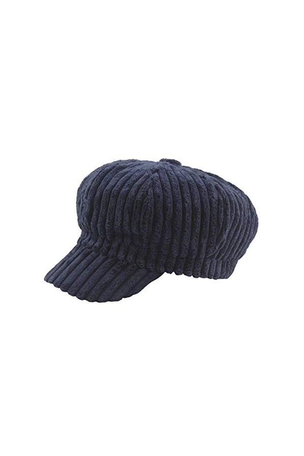 dhiver Casquettes Gavroche Souples Chaud en Velours côtelé Bérets Bonnet Chapeau Plate pour Dames Noir 