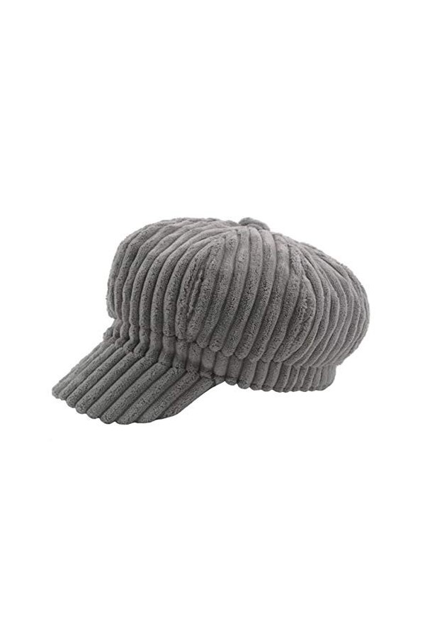 dhiver Casquettes Gavroche Souples Chaud en Velours côtelé Bérets Bonnet Chapeau Plate pour Dames Noir 