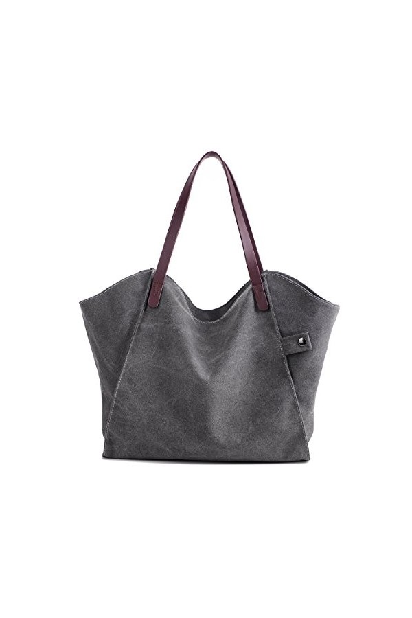 LOSMILE Femmes Sacs à main Toile Sacs portés main Sacs portés épaule Sacs bandoulière Sacs de plage Cabas décontractés Gris 