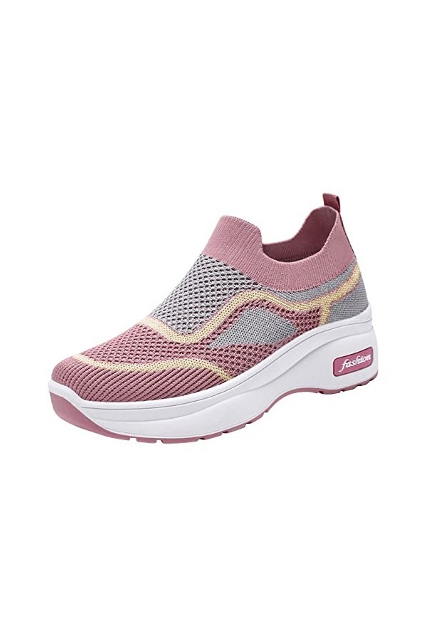 Yavion Basket Femmes Course Basses Athlétique Gym Mode Sneakers,Sneakers Maille Confortable Travail Chaussures Basket De Sécu