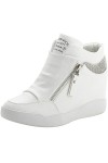rismart Femme Talon Compensé Plateforme Bottillon Élégant Baskets Mode Chaussures SN15018 Blanc,35.5 EU 