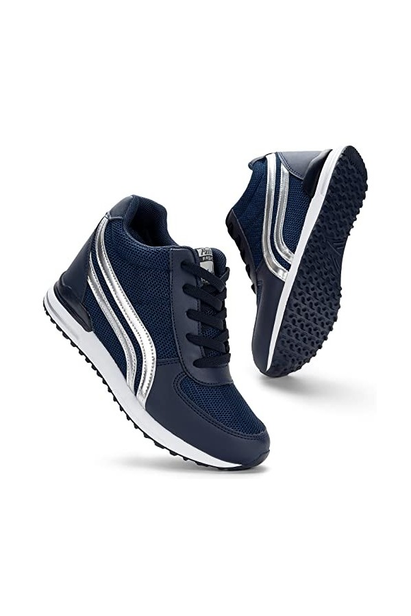 KOWAYI Basket Compensee Femme,Baskets Femme Compensés Chic De Caché Talon 7.5CM Mode Chaussure Baskets Femme Semelle Platefor