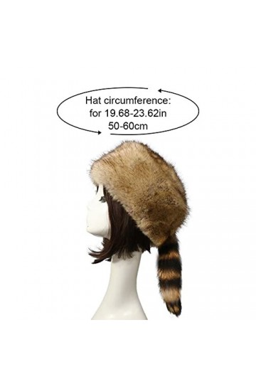 Casquette Chaude en Forme De Queue De Raton Laveur Casquette De Ski dhiver Coupe-Vent Casquette en Peluche Épaisse Casquette