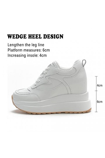 AONEGOLD Baskets Talon Compensées Femme Plateforme Chaussure de Sport Casual À Lacets Baskets Cuir Mode Chaussures Talon de 1