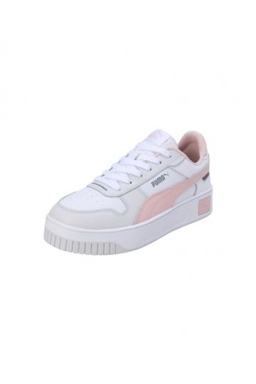 Puma Women Carina Street Sneakers, Puma White-Rose Dust-Feather Gray, 38.5 EU