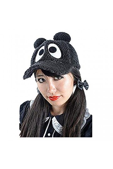 Black Sugar Casquette Souple Peluche Noire Animal Lolita Mignonne Protection Soleil Déguisement Cosplay