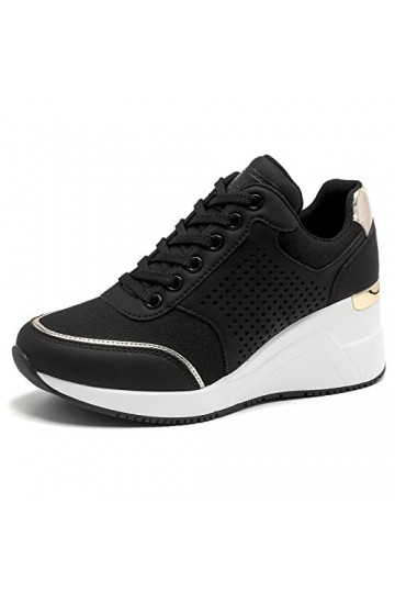 Baskets Compensées à la Mode pour Femmes - Chaussures Respirantes Décontractées, Chaussures de Tennis Antidérapantes, Chaussu