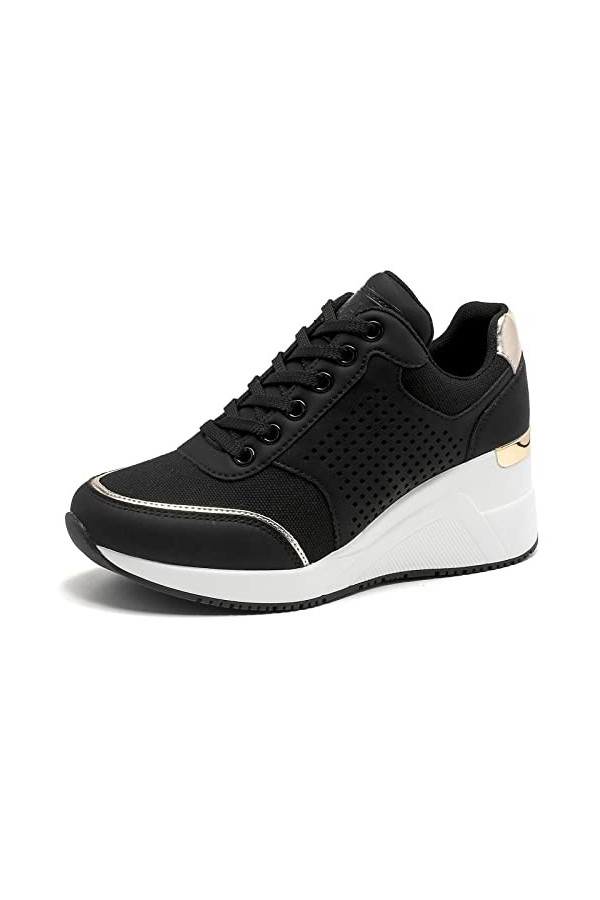 Baskets Compensées à la Mode pour Femmes - Chaussures Respirantes Décontractées, Chaussures de Tennis Antidérapantes, Chaussu