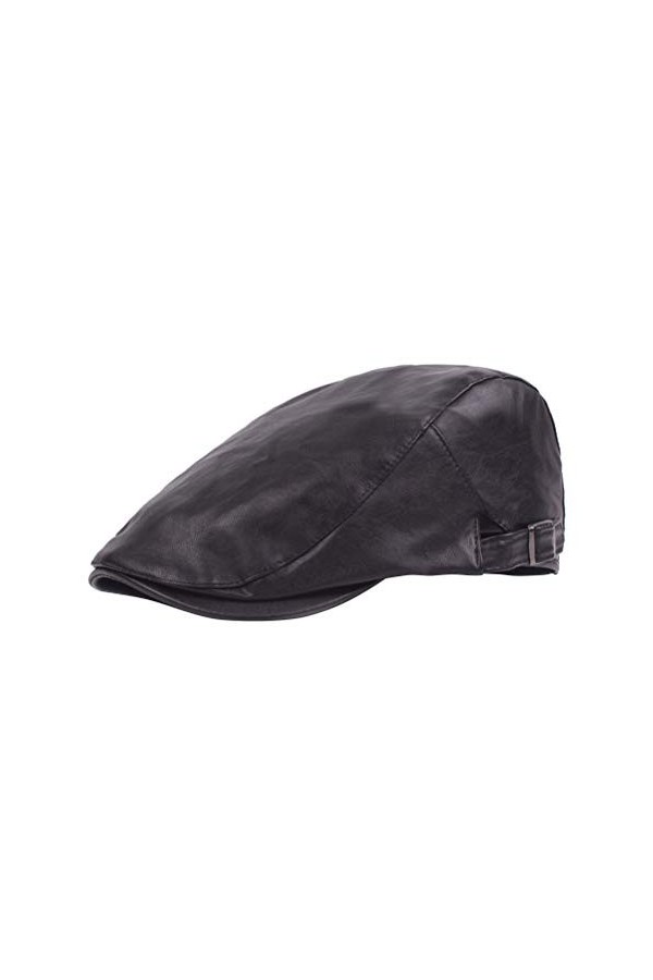 LUOEM Chapeau de Vendeur de journaux en Cuir avec Casquette Chapeau de Conduite Cabbie Chapeau de Conduite Chapeau Plat Irlan