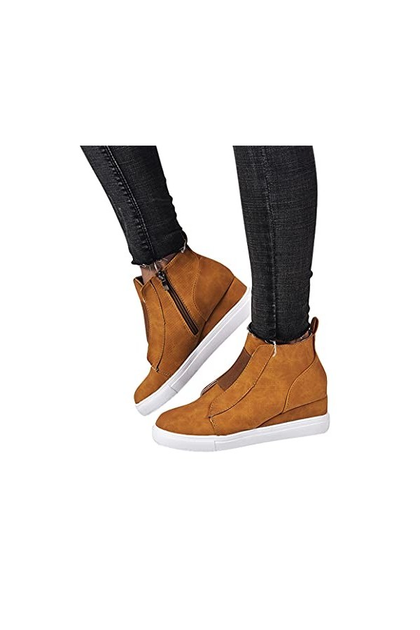 Onsoyours Femme Sneaker Mode Baskets en Mesh Respirant Chaussures Plates Élégant Talon Compensé Plateforme Ankle Boots A Serp