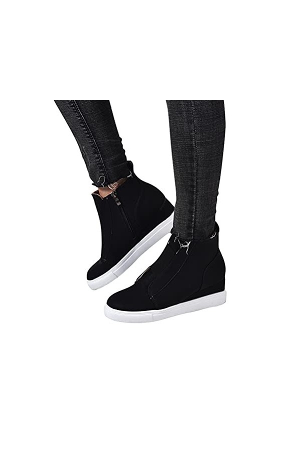Onsoyours Femme Sneaker Mode Baskets en Mesh Respirant Chaussures Plates Élégant Talon Compensé Plateforme Ankle Boots A Serp