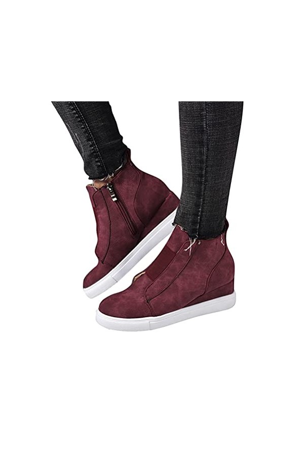 Onsoyours Femme Sneaker Mode Baskets en Mesh Respirant Chaussures Plates Élégant Talon Compensé Plateforme Ankle Boots A Serp