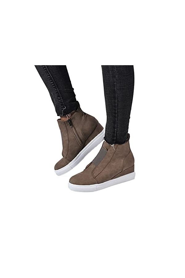 Onsoyours Femme Sneaker Mode Baskets en Mesh Respirant Chaussures Plates Élégant Talon Compensé Plateforme Ankle Boots A Serp
