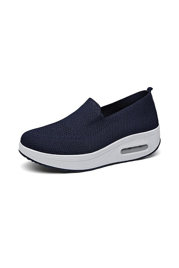 Women Orthopedic Sneakers,Slip-On Light Air Cushion Orthopedic Sneakers,Platform Mesh Walking Shoes with Arch Support 35, Bl