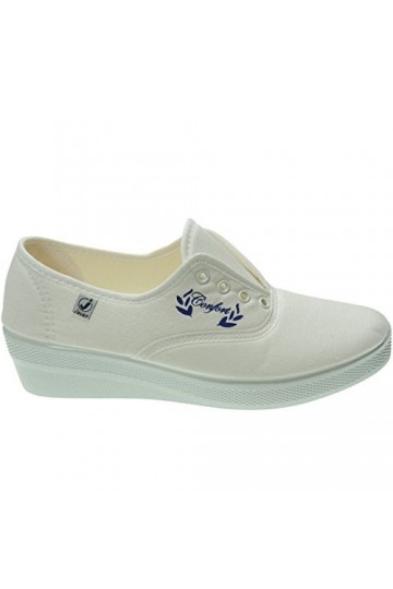 Javer. Sportif Confort dAerobic avec lacets en toile et coin pour femme - Modèle 1110 - Blanc - blanc, 39 EU EU