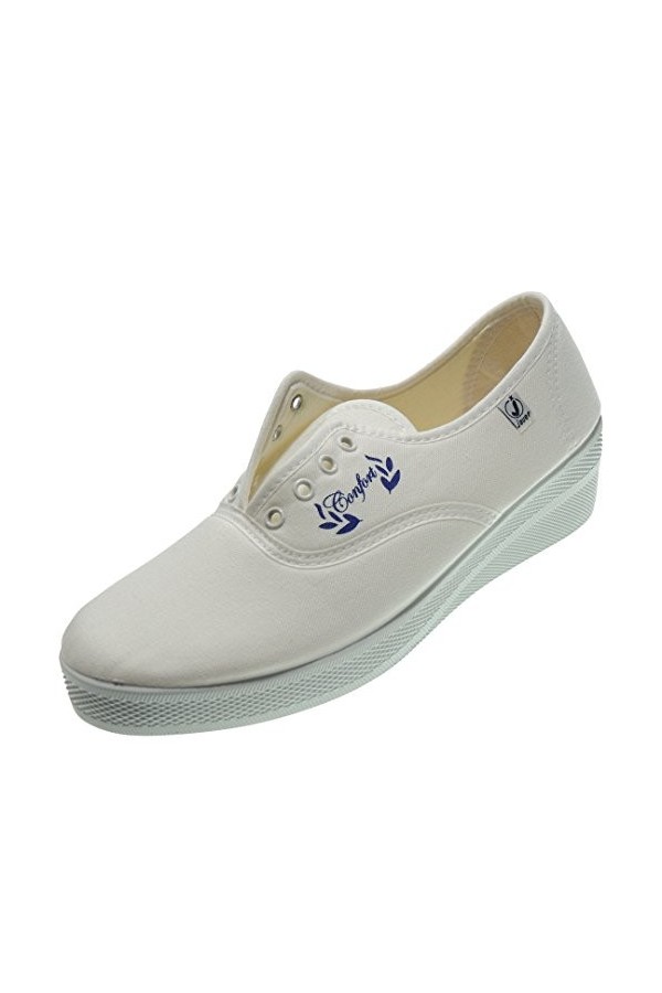 Javer. Sportif Confort dAerobic avec lacets en toile et coin pour femme - Modèle 1110 - Blanc - blanc, 39 EU EU