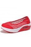Femme Été Baskets Chaussures Compensées ShapeChaussures de Sport en Dentelle Respirant Platform Casual Souliers pour Femmes S