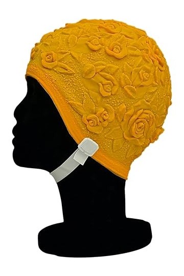 Blue Reef Bonnet de bain en latex souple et souple - Couleur unie - Effet 3D floral - Style rétro classique - Pour femme - St