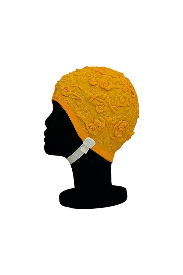 Blue Reef Bonnet de bain en latex souple et souple - Couleur unie - Effet 3D floral - Style rétro classique - Pour femme - St