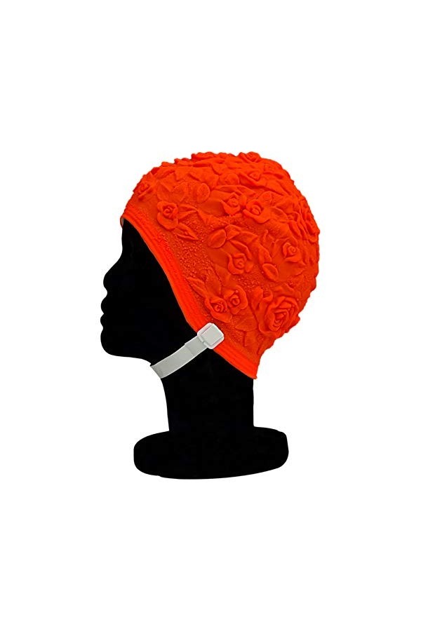 Blue Reef Bonnet de bain en latex souple et souple - Couleur unie - Effet 3D floral - Style rétro classique - Pour femme - St