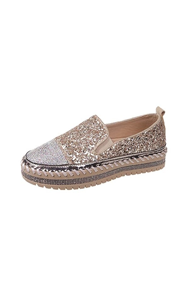 Coo2Sot Basquette Femme Chaussures Décontracté Chaussures De Mode Chaussures Mode avec Strass Fond Plat Chaussure Pieds Large