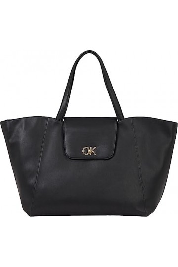Calvin Klein Reverrouiller Shopper avec Rabat, Sacs Femme, CK Noir, Taille Unique