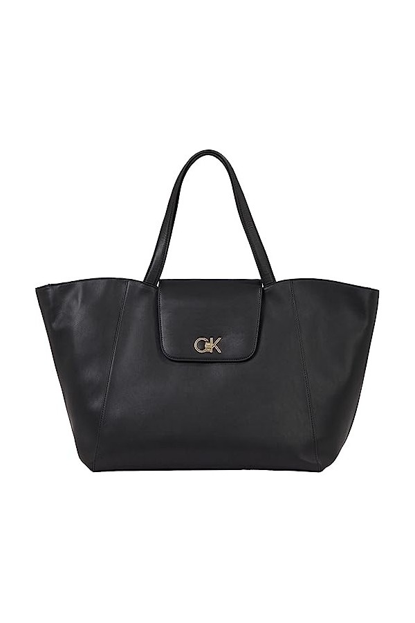 Calvin Klein Reverrouiller Shopper avec Rabat, Sacs Femme, CK Noir, Taille Unique