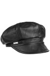 Seeberger Casquette Gavroche en Cuir Casquette Baker Boy Casquette en Cuir L 58-59 cm - Rouge 