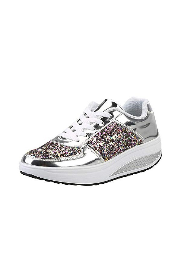 Générique Neu - 2024 Chaussures de Sport Paillettes Wedges Shake Chaussures pour Femmes Filles Baskets de Mode Dames Baskets 
