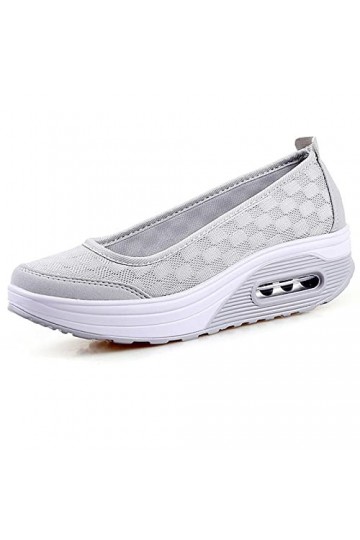 Baskets Mode Femme Plate-Forme Chaussures Poids Air Léger Engrener Elastic Sports en Marchant Yoga Tennis à Enfiler Pas Cher 