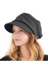 CHARM Casquette Plate Newsboy Larg Femme - Bonnet dhiver Boho Chapeau de Soleil Hipster Homme Noir