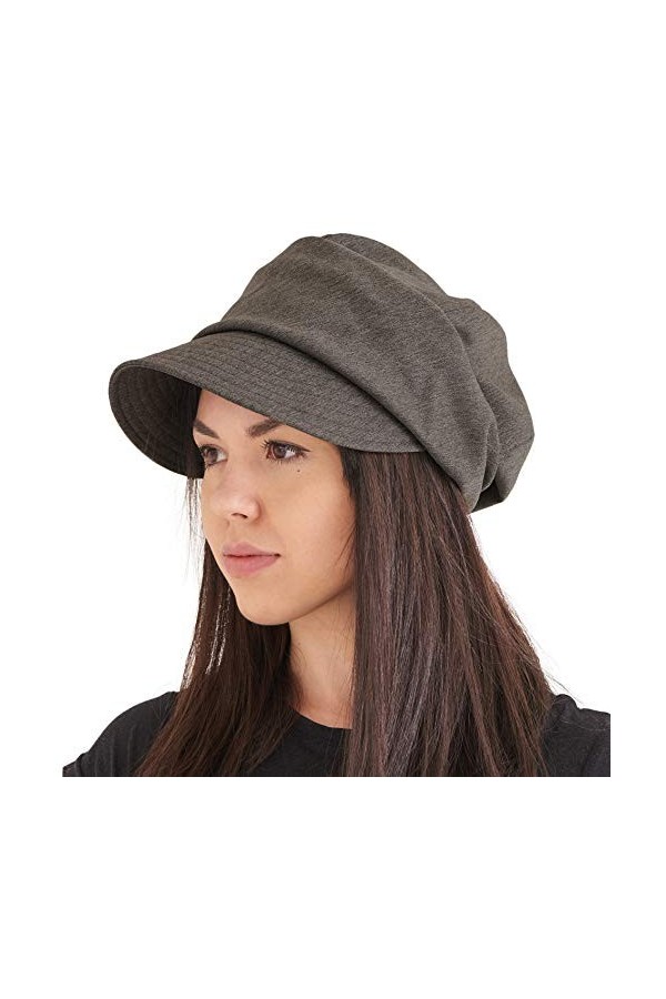 CHARM Casquette Plate Newsboy Larg Femme - Bonnet dhiver Boho Chapeau de Soleil Hipster Homme Noir