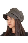 CHARM Casquette Plate Newsboy Larg Femme - Bonnet dhiver Boho Chapeau de Soleil Hipster Homme Noir