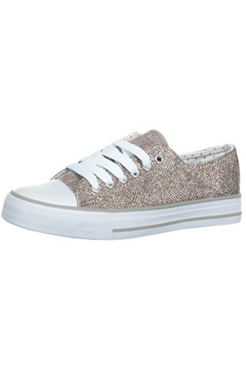 Brandsseller Baskets à paillettes pour femme - Chaussures de loisirs à lacets - Rouge - Or - Argent - Multicolore, coloré, 38