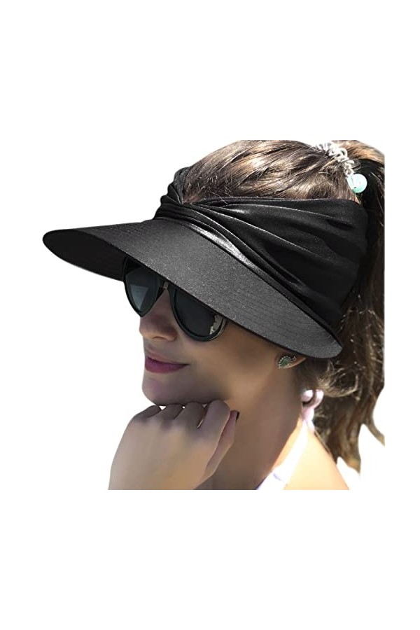 Baynetin Casquette Visière Chapeau Pare Soleil Femme - Large Bord - Protection UV UPF 50+ Chapeau de Plage Pliable - Séchage 