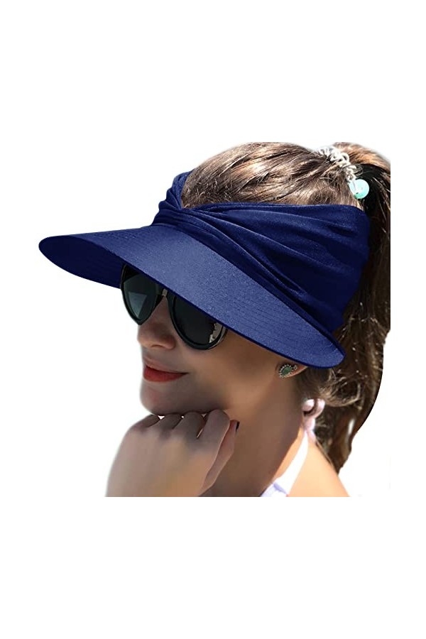 Baynetin Casquette Visière Chapeau Pare Soleil Femme - Large Bord - Protection UV UPF 50+ Chapeau de Plage Pliable - Séchage 