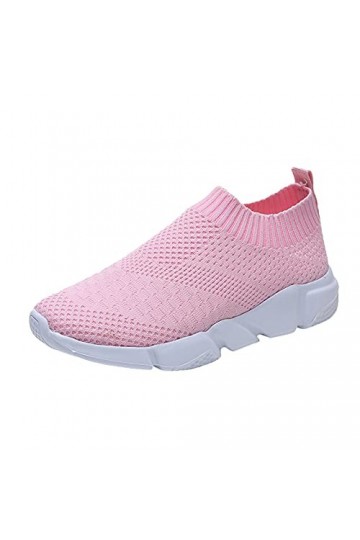 Pantoufles Femme Cuir Lazy Single Sport Fly Sock Style Chaussures dété Tisser des Baskets pour Femmes Baskets Femme Mode Bla