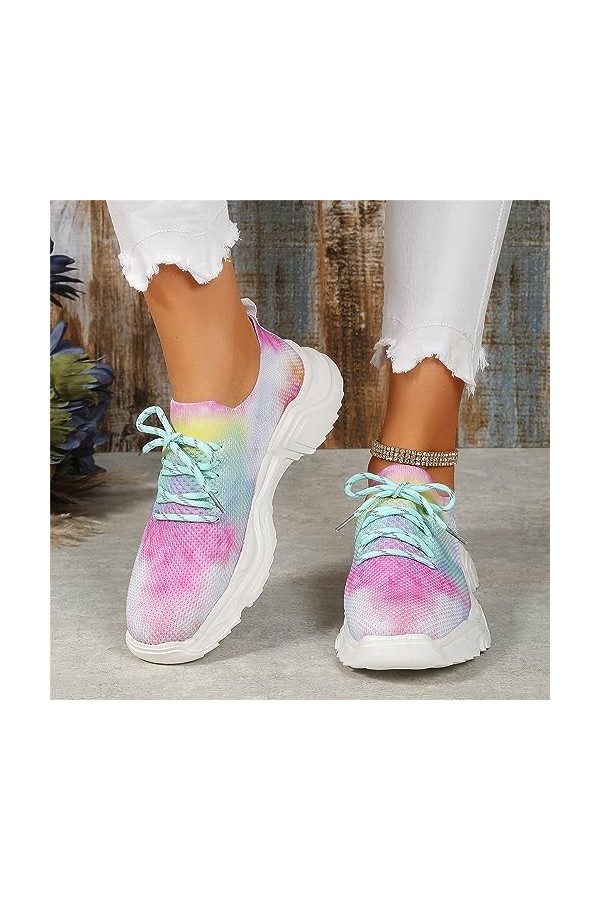 Baskets Mode Femme Sneakers Tennis Chaussures De Toile Chaussures de Running Sport Confortables Pas Cher Mode LéOpard Respira