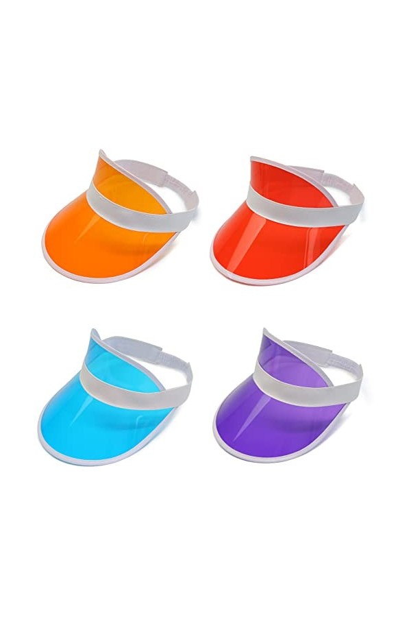 Konxi Lot de 4 80s Bouchon de Protection Retro,Plastique PVC Pare-Soleil Chapeau Visière Casquettes Vélo Sunhat