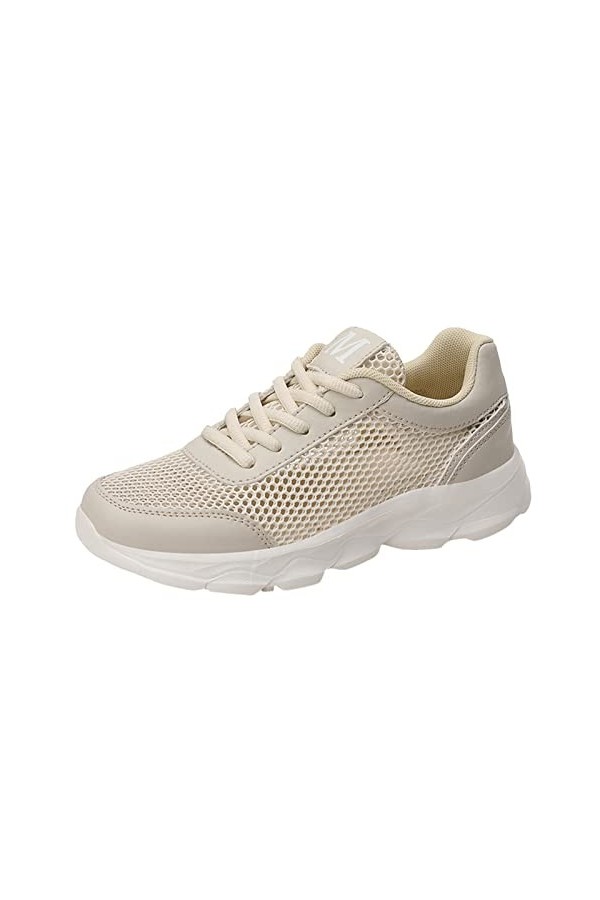 Woaikeyu Baskets Femme Mode éTé Maille éVidéE Respirant Confortable LéGer à Lacets Fond Plat Chaussures De Sport Sneakers Bla