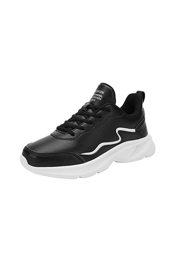 Woaikeyu Baskets Femme Couleur Talon Mode Dames Baskets tête Plate Ronde à Lacets Chaussures en Cuir Solide Baskets pour Femm