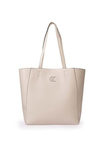 Calvin Klein JEANS Shopper femme avec monogramme en métal, crème, Taglia unica, Contemporain