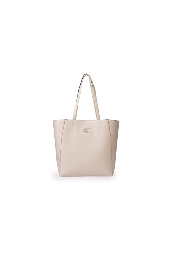 Calvin Klein JEANS Shopper femme avec monogramme en métal, crème, Taglia unica, Contemporain